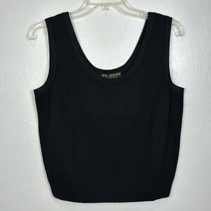 St. John Basics Scoop Neck Sleeveless Black Knit Crop Top Size M
